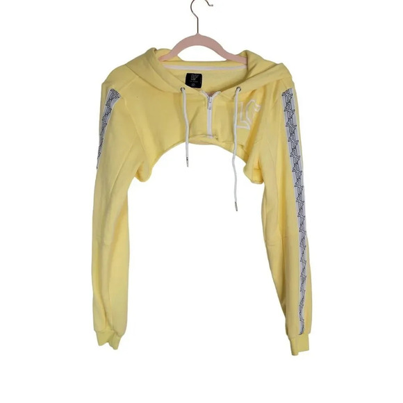 LF The Brand Ultra Cropped Hoodie Yellow Size Medium Workout - Picture 1 of 7